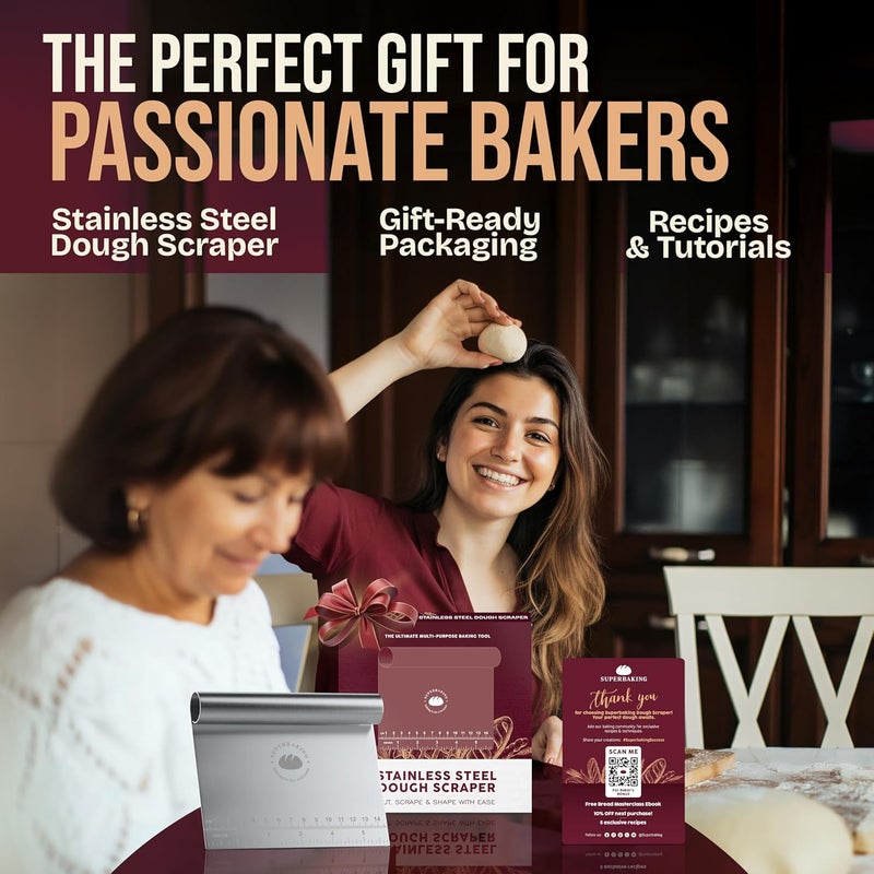 Superbaking Dough Scraper - 6" Stainless Steel Bench Scraper - Dough Cutter with Ruler - Pastry & Cake Scraper - Kitchen Tools Sourdough Baking Supplies - Bread Making Tools & Accessories for Bakers - Image 3